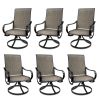 MEOOEM Patio Textilene Swivel Chairs 6PCS Outdoor Dining Chairs with Mesh Fabric Weather Resistant Furniture for Garden Backyard