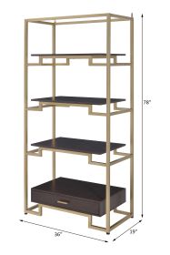 ACME Yumia Bookshelf in Gold 92787