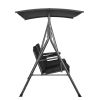 VEVOR 2-Seat Patio Swing Chair, Outdoor Patio Swing with Adjustable Canopy, Porch Swing with Storage Bag and Rotating Tray