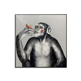 Large Hand painted Colorful Monkey Oil Paintings Handsome Animal Pictures wall art Gorilla Canvas Painting caudros picture for living room No Frame (size: 120x120cm)