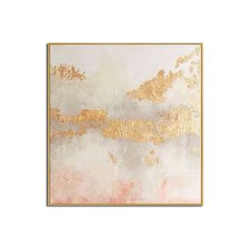 Hand Painted Gold Foil Abstract Oil Painting Wall Art Modern Minimalist Pink Picture Canvas Home Decor For Living Room No Frame (size: 100x100cm)