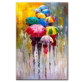 100% Hand Painted Abstract Oil Painting Wall Art Modern Figure Rain view On Canvas Home Decoration For Living Room No Frame (size: 70x140cm)