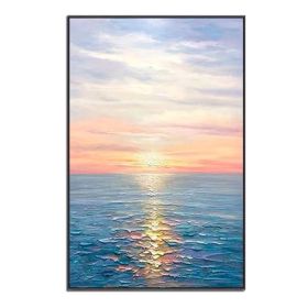 Hand Painted Abstract Oil Painting Wall Art Seascape Picture Minimalist Modern On Canvas Decorative For Living Room No Frame (size: 150x220cm)