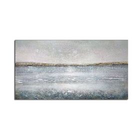 The Modern Sea View Blue Wall Art Canvas Hand Painted Sunny Abstract Painting Wall Picture for Home Office Decorations No Frame (size: 70x140cm)