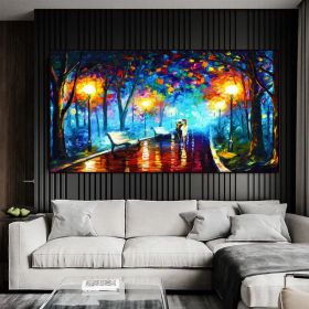 Hand Painted Night Thick Modern Canvas Oil Paintings Wall Art Abstract Landscape Pictures For Living Room Home Decoration (size: 100x150cm)