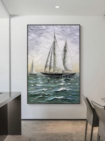 Hand Painted Impressionism Sunrise Seascape Abstract Oil Painting Canvas Art Poster Picture Wall House Decoration Mural (size: 60x90cm)